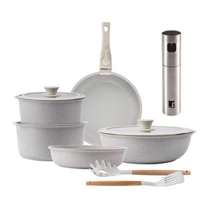 Set di Pentole Beige da 10 Pezzi con Manici Rimovibili, 3 Padelle, 2 Casseruole, Coperchi e Utensili + Olio di Rame Bergner e - Product Image 1