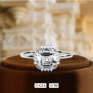 Anillo de Compromiso con Diamante Cultivado en Laboratorio de 1 Quilate, Estilo Halo de Racimo, Anillo de Boda, Anillo de Propuesta, Anillo Nupcial de Racimo con Certificado IGI - Product Image 2