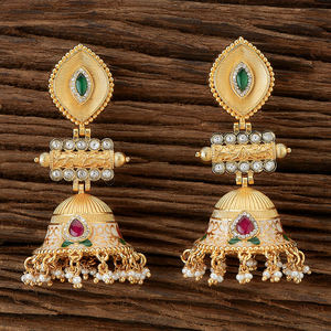 Ingrosso <span class=keywords><strong>oro</strong></span> opaco placcato antico Meenakari Jhumki orecchino imitazione gioielli <span class=keywords><strong>Online</strong></span> in India - Product Image 2