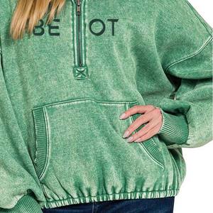 Nouveau automne personnalisé acide sweat à capuche zippé pour les femmes solide Look Vintage surdimensionné Polyester coton décontracté hiver écologique - Product Image 6