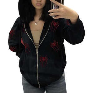 Sweat à capuche strass personnalisé direct d'usine pour les femmes Streetwear pull surdimensionné Logo personnalisé - Product Image 1