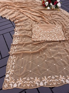 Diseñador indio de Bollywood, última Faux Georgette Saree, blusa tradicional exclusiva, fiesta nupcial, Festival, ropa de boda para mujer - Product Image 2