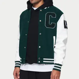 Chaqueta personalizada de alta calidad para hombre, chaqueta para hombre de invierno con manga de cuero, chaquetas universitarias para hombre - Product Image 1