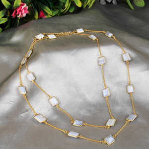 Venta al por mayor collar de Gargantilla fina de ágata de encaje azul Latón chapado en oro - Product Image 3