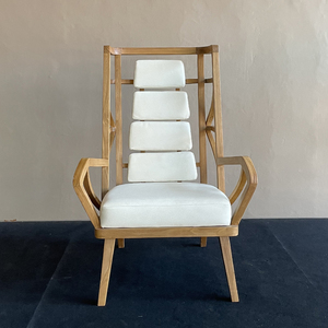 Fauteuil de salon Bayu à dossier haut en teck massif avec coussin d'intérieur moelleux offrant un confort pour les meubles de jardin - Product Image 1