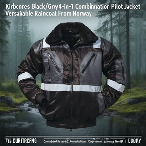 Kirkenes Black/Grey 4-in-1 Combination <b>Pilot</b> <b>Jacket</b> Versatile Raincoat From Norway - Product Image 3