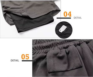 <b>Men's</b> High Quality Athletic Fitness <b>Shorts</b> Mid Waist Mesh <b>Shorts</b> Custom Gym Workout Pocket <b>Black</b> Polyester <b>Men</b> <b>Shorts</b> - Product Image 2