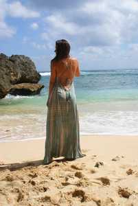 Vestido Maxi de Rayón con Efecto Tie-Dye Ecológico, Estilo Boho Cruzado, Semi-ajustado, para Playa, sin Espalda, Cómodo, con Borlas y Efecto Ombré, Casual para Mujer - Product Image 6