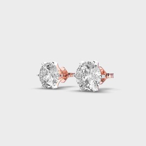 Pendientes de Diamantes Redondos Brillantes Cultivados en Laboratorio con Certificación IGI, Oro Amarillo/Blanco/Rosa de 14K, Pendientes Solitarios de Diamantes de 6 Puntas - Product Image 2
