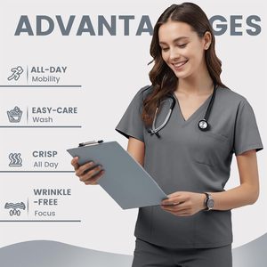 Moda Unisex Scrubs Uniformes Conjuntos Venta al por mayor Algodón Poliéster Jogger Pantalones Médicos Enfermeras Hospital Scrub Trajes - Product Image 3