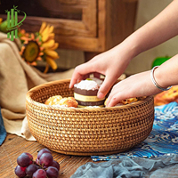 Paniers de rangement ronds en rotin faits à la main et écologiques pour la cuisine, le pain, les légumes, les fruits, organisation, logo personnalisé disponible