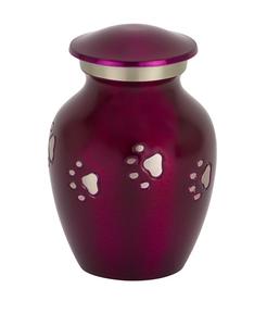 Urnas funerarias para mascotas de latón macizo Cherish con estampado de pata de plata grabado - Product Image 1