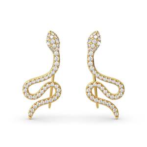 Jeulia Diamond Snake Design 18K Gold Plated Sterling <b>Silver</b> <b>Stud</b> Earrings - Product Image 2