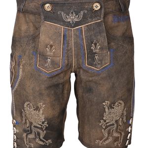 Pantalones clásicos bordados cortos para hombre tradicional Oktoberfest Trachten Bavarian Lederhosen - Product Image 4