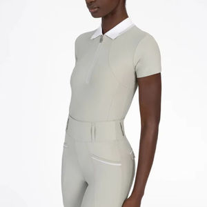 Chemise d'équitation pour femmes, performance, légère, manches courtes, respirante, tissu extensible, couche de base pour l'équitation, service OEM - Product Image 1