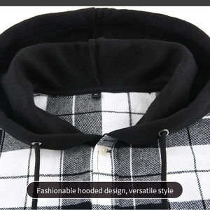 เสื้อโอเวอร์ไซส์สำหรับผู้ชาย, เสื้อมีฮู้ดสไตล์ป๊อปมีปกเสื้อแบบสตรีทแวร์ทรงสลิมฟิตสำหรับฤดูหนาวแขนยาวไซส์ใหญ่ - Product Image 4