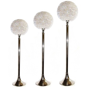 Aluminum Nickel Plated <b>Tall</b> Candle Holder With Crystal Globe Wedding & Party Floor Decoration Handmade Candle Holder Pillar - Product Image 1