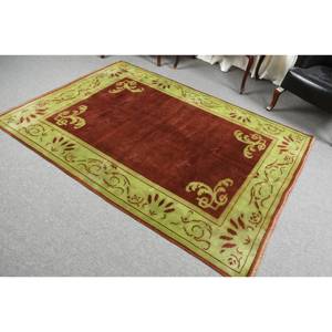 Clásico marrón verde 5,2X7,1 pies de lana gran área Aubusson diseño sala de estar alfombra turca Patchwork látex para uso en pasillo - Product Image 4