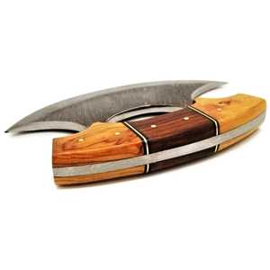 มีดหั่นขนมปังดามัสกัสเชฟ Ulu มีดเชฟทำมือด้ามไม้มะกอกมีดทำครัวพร้อมปลอกหนังงานตามสั่ง - Product Image 3