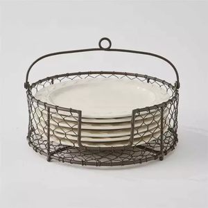 Oneup — ensemble de paniers à fruits et légumes en fil métallique, ensemble de 2 paniers décoratifs de couleur noire en fer - Product Image 5