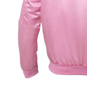 2025 surdimensionné hommes Satin Bomber veste col montant avant Logo vente en ligne Polyester Satin veste d'hiver - Product Image 5