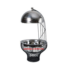 Pegatina Diseño Metal Hotpot Con Tapa De Madera Forma Redonda Diseñador Cazuela Clásico Elegante Lujo Metal Calentador De Alimentos - Product Image 5