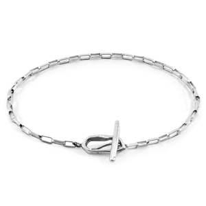 Pulsera de Plata de Ley Alex Fine con Diseño de Barra en T y Cadena Trenzada, Unisex, para Uso Diario - Product Image 1