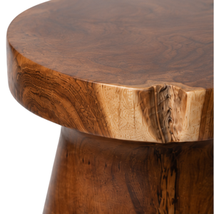 ARTERRA Premium Teak Wood Pedestal <b>Stool</b> Modern Round Side <b>Table</b> Luxury Accent End <b>Table</b> for Living Room - Product Image 3
