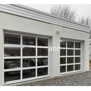 <span class=keywords><strong>Porte</strong></span> <span class=keywords><strong>de</strong></span> <span class=keywords><strong>garage</strong></span> <span class=keywords><strong>coulissante</strong></span> verticale moderne en aluminium noir avec verre givré noir, commande automatique, pour usage résidentiel en villa - Product Image 2