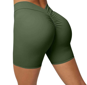 Short de fitness respirant à séchage rapide pour femmes Short de yoga taille basse sans couture en spandex/nylon motif solide - Product Image 4