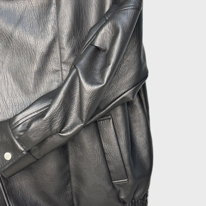 Giacche <span class=keywords><strong>Oversize</strong></span> in Ecopelle per <span class=keywords><strong>Donna</strong></span>, Stile Motociclista, Tinta Unita, Chiusura con Cerniera, Outfit alla Moda per Autunno/Inverno - Product Image 6