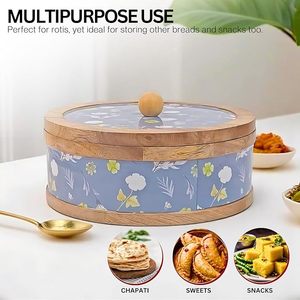Caja de Almacenamiento para Chapati y Roti de Madera Natural con Tapa Abatible, Diseño Moderno Hecho a Mano para Cocina Diaria, Conserva la Frescura - Product Image 3
