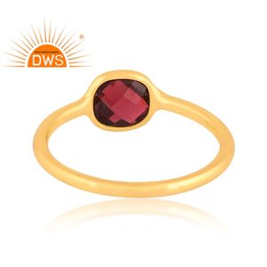 แหวนพลอยโกเมนธรรมชาติชุบทอง18K แหวนวางซ้อนกันได้เครื่องประดับแบบละเอียด - Product Image 4