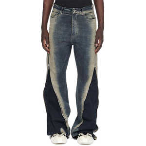 Jeans Anchos de Mezclilla para Hombre, Diseño Personalizado, Lavado Pesado, con Cierre y Estilo Apilado - Product Image 4