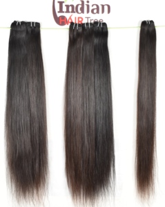 100% Cheveux Humains Indiens, Extensions de Cheveux Lisses et Soyeux, Vente en Gros, Couleur Noire, Vierge, Double Trame, Cuticules Alignées, Remy Naturel - Product Image 4