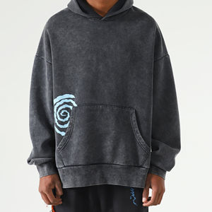 Sudadera con capucha lavada con piedra en blanco de gran tamaño Sudadera con capucha lavada con ácido personalizada Sudadera con capucha lavada vintage con elementos básicos, mezcla de algodón - Product Image 2