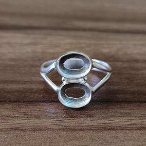 Bague fine en argent massif 925 véritable plaqué or 14k ovale 6x8mm avec monture semi-montée simple pour femme - Product Image 3