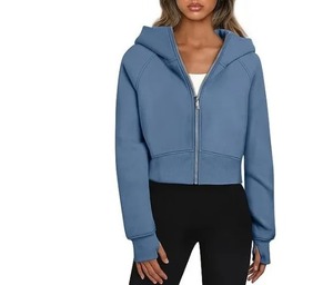 เสื้อฮู้ดมีซิปแขนยาวสำหรับผู้หญิงเสื้อครอปแบบลำลอง - Product Image 4