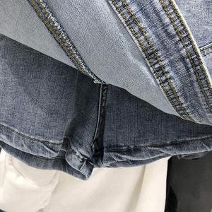 Femmes sportif respirant 100% coton Denim Shorts été mode décontracté taille élastique fermeture perle Jean Style pantalon court - Product Image 4