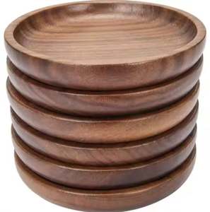 ถาดรองแก้วไม้อะคาเซียทรงกลมแบบกำหนดเองทำด้วยมือสำหรับใช้ในครัวบ้าน - Product Image 2