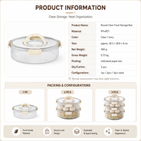 Conteneur de stockage alimentaire empilable rond avec poignée pour aliments préparés et organisation de la cuisine