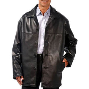 Manteau Long en cuir d'agneau pour homme - Product Image 1