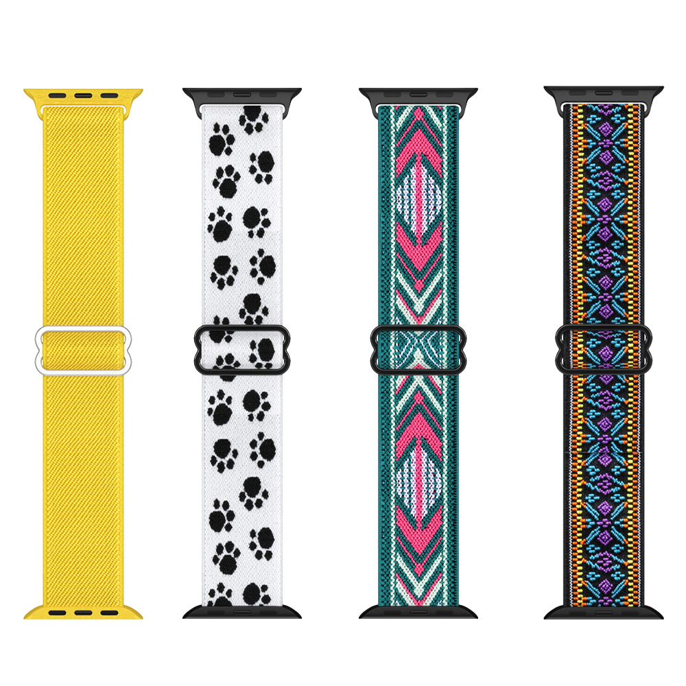 Stock Available Stretchy Multicolor Sport Watch Fabric Woven Strap Braided Dual Loop Nylon Watch Band Coolyep for apple Watch
