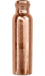 Acube Industries Fabricante directo Hecho a mano 1L 2L Botella de cobre puro Diseño grabado Logo Ayurveda Health Direct Drinking - Product Image 2