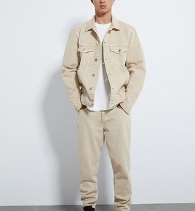 Vêtements pour hommes Veste en jean ample à manches longues et pantalon Ensemble en tricot délavé moyen - Product Image 1