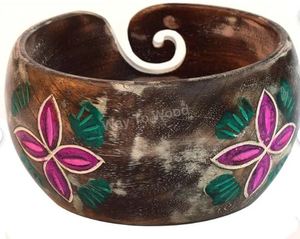 Bol en fil de palissandre fait à la main support de crochet à tricoter portable pour les artisans idée cadeau tenir facilement bol en fil - Product Image 2