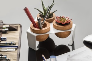 กระถางไม้สำหรับปลูกไม้อวบน้ำ พร้อมขาตั้งโลหะสีขาว ตกแต่งบ้านและสำนักงาน ที่วางต้นไม้สำหรับวางบนโต๊ะ ตกแต่งสไตล์ยุโรป - Product Image 3