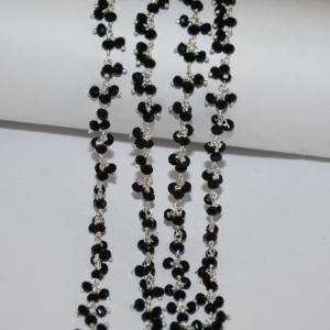 Top Quality Silver plated Black Quartz Glass Beads Rondelle <b>Cluster</b> Rosary Chain, Wire Beaded Chain for Jewelry Bracelet Making - Product Image 5