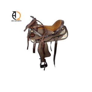 Ensemble de selles en cuir Western Barrel, bride anglaise, rênes, harnais de poitrail pour cheval - Product Image 1