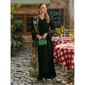 Conjunto de traje Mahnur-3 piezas para mujer, camisa bordada con dupatta de gasa estampada y pantalón BIC-4662 - Product Image 4
